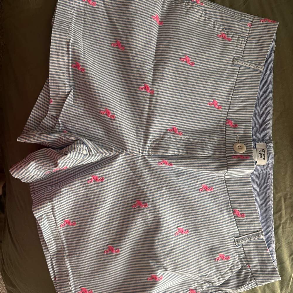 Women's Striped Shorts with Pink Accents